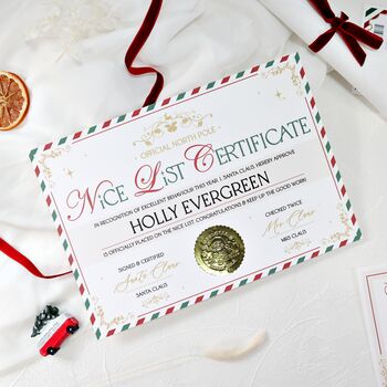 Personalised Nice List Certificate Santa Claus Christmas Eve Box Set, 4 of 12