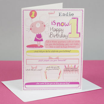 1st Birthday Personalised Card For Girls, 2 of 3