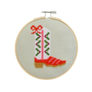 Christmas Cowboy Boot Cross Stitch Kit, 3 of 7