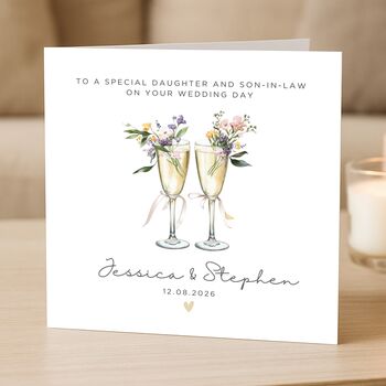 Champagne Wedding Day Card For Daughter And Son In Law, 4 of 7