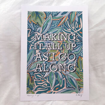 'Making It All Up' Illustrated Typography Print, 2 of 3