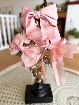 Sugar Rose Bow Barrette With A Pink Satin Drawstring Bag, 5 of 6