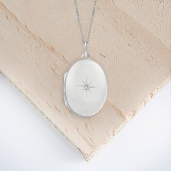 Personalised Large Star Oval Locket In Sterling Silver, 5 of 12