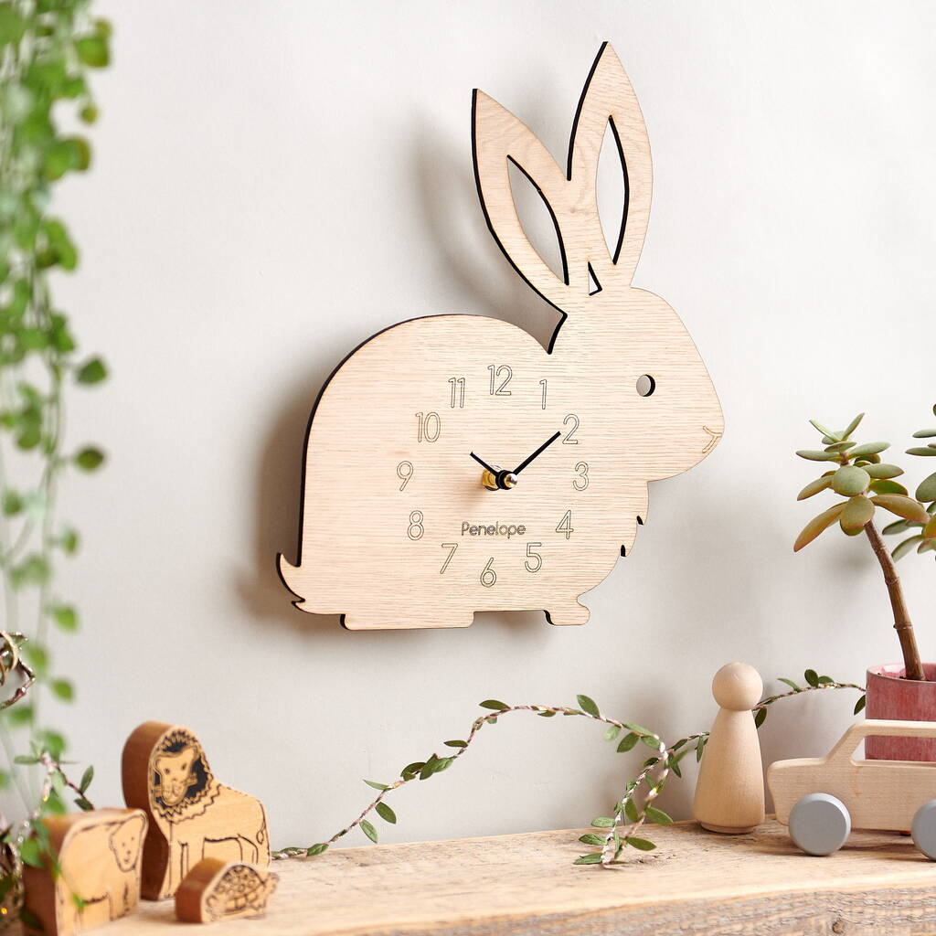 Rabbit Personalised Children's Clock, 1 of 3