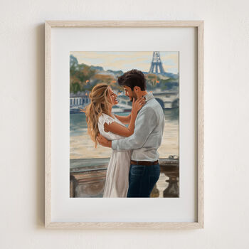 Engagement Gift Custom Couple Portrait Painting Hand Drawn From Photo, 10 of 11