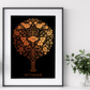 Personalised 7th Anniversary Copper Family Tree Print, thumbnail 1 of 7