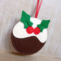 Handmade Felt Pudding Christmas Decoration, thumbnail 2 of 4