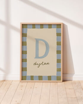 Personalised Illustrated Letter Print With Striped Border, 2 of 10