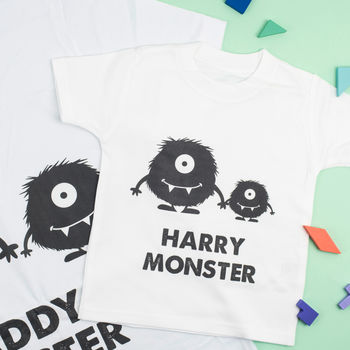 Personalised Monster Daddy And Me Top / T Shirt Set, 4 of 5