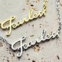 Fearless Script Taylor Swift Inspired Necklace In Stainless Steel With Adjustable Chain, thumbnail 2 of 7