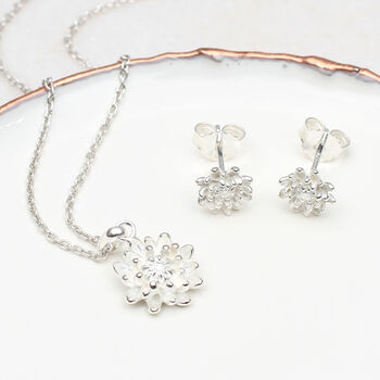 Sterling Silver Earring And Necklace Birth Flower Set, 11 of 12