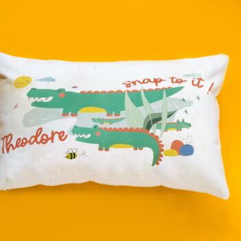 Children's Personalised Crocodile Themed Cushion, 2 of 9