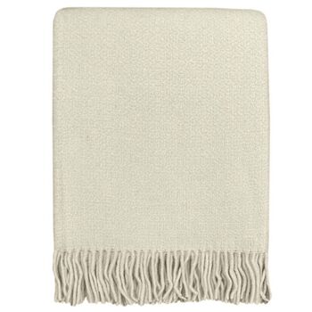 Abbey White Structure Recycled Wool Throw, 2 of 4