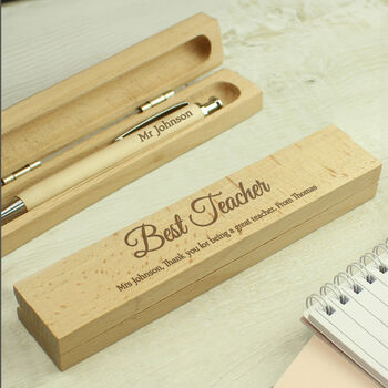 Thank You Gifts Personalised Wooden Pen And Box Set, 2 of 8