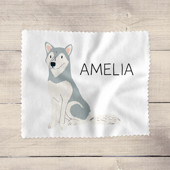 Personalised Husky Glasses Cleaning Cloth, 2 of 2