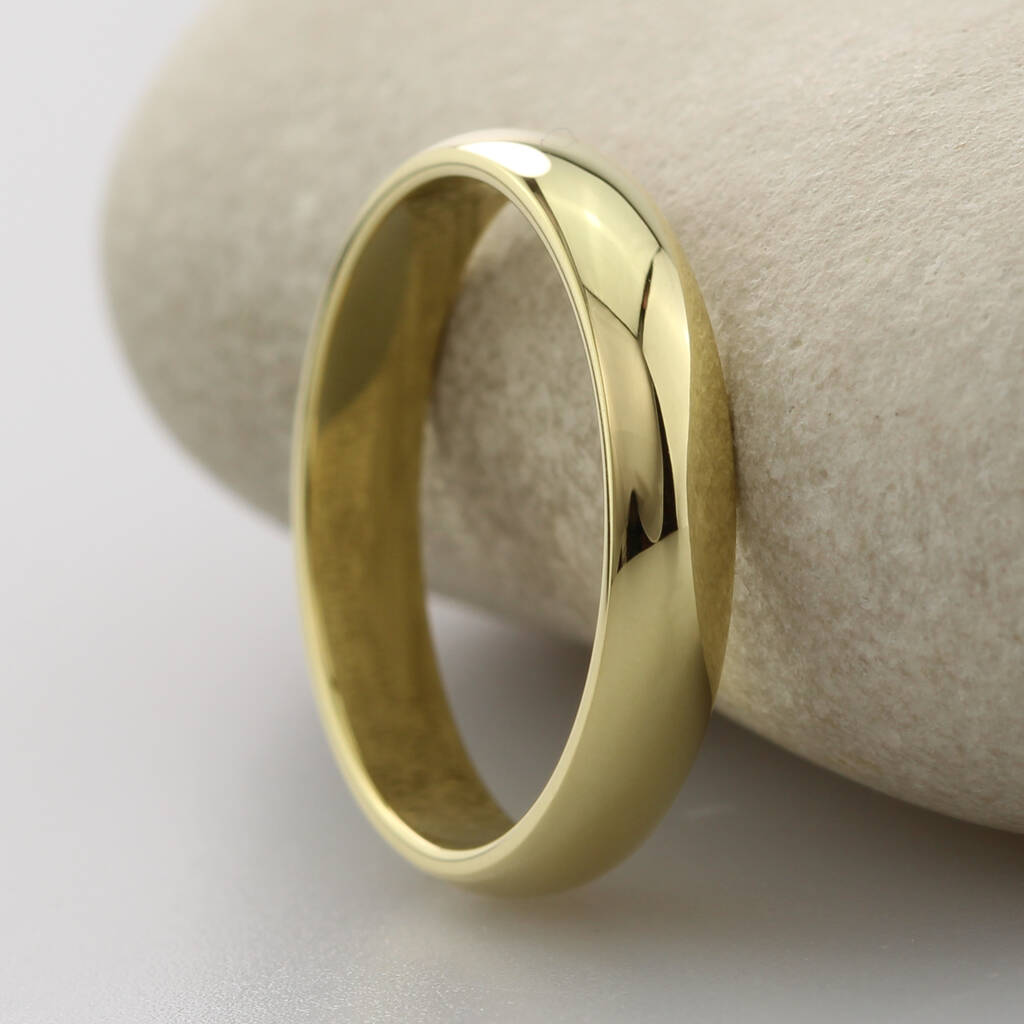 Men's 18ct Gold Polished D Shape Wedding Ring By Jacqueline & Edward ...