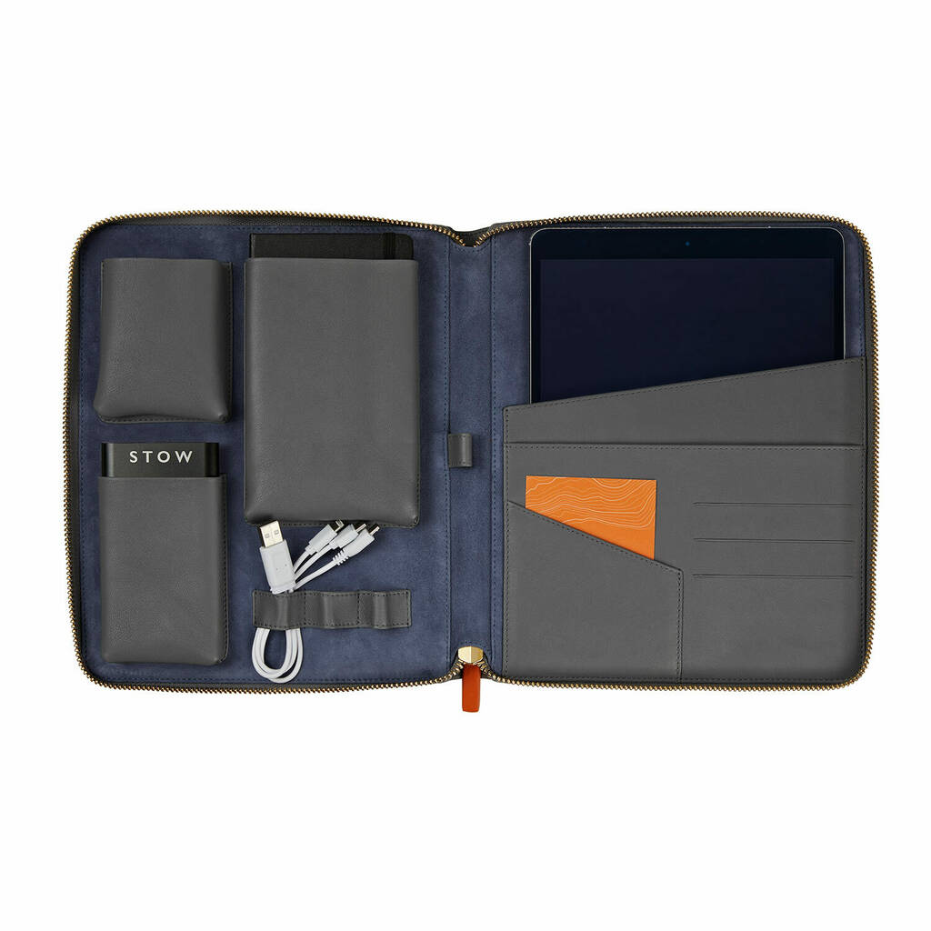Personalised Luxury Leather Tech And Tablet Case By Stow