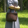 Hand Woven Genuine Leather Shopping Bag Small, thumbnail 3 of 12