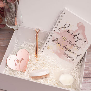 Bridesmaid Pink And Gold Marble Hamper Gift Box Set, 2 of 8