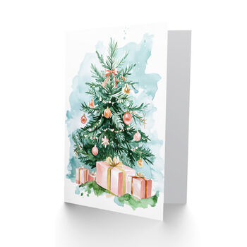 Gifts Presents Tree Pink Green Xmas Christmas Card, 2 of 4