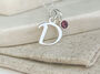 Sterling Silver Large Initial And Birthstone Necklace, thumbnail 1 of 5