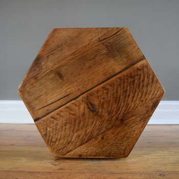 Hexagonal Reclaimed Wooden Side Table, 6 of 10