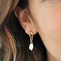 Gold Plated Stainless Steel Chain Pearl Drop Earrings, thumbnail 1 of 5