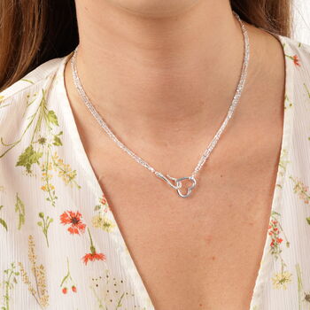 Silver Hook And Heart Pendant Multi Chain Lariat Necklace, 3 of 12