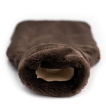 Dark Chocolate Recycled Faux Fur Hot Water Bottle, 5 of 7