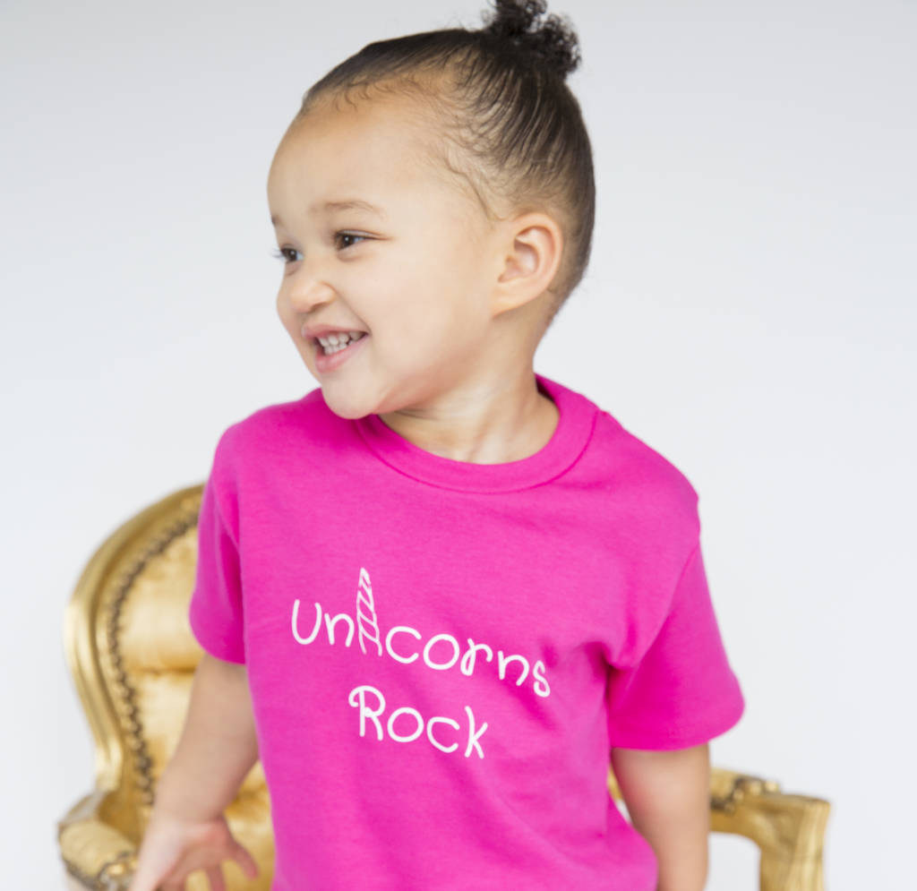Baby T Shirt, Unicorns Rock, Kids Top, Pink Tshirt, 1 of 2
