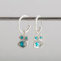 Real Turquoise And Recycled Silver Drop Hoops, thumbnail 1 of 5