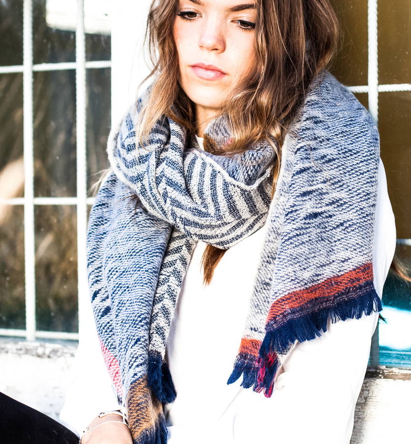 personalised shot black and white print scarf by the forest & co