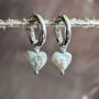 Heart Shaped Freshwater Pearls On Sterling Silver Hoops, thumbnail 1 of 8