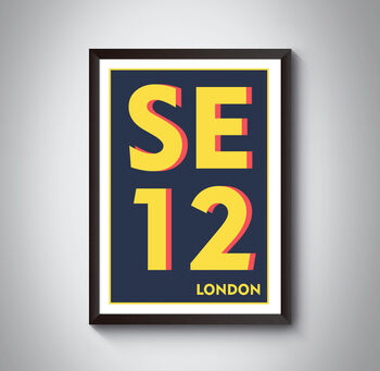 Se12 Lee, Mottingham London Postcode Typography Print, 6 of 6