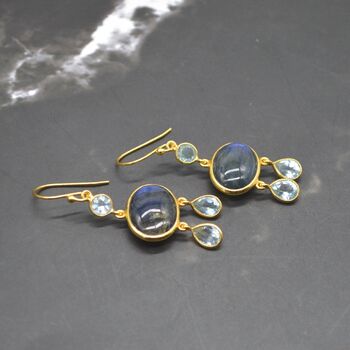 Labradorite Blue Topaz Silver Earrings, 8 of 8