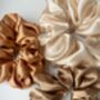 Lina Soft Scrunchie Set Of Three Cream Bronze, thumbnail 5 of 5