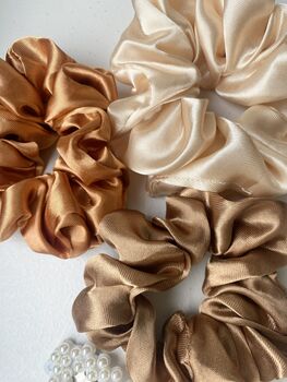 Lina Soft Scrunchie Set Of Three Cream Bronze, 5 of 5