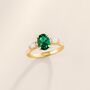 Emerald Oval Cut Three Stone Engagement Ring In Sterling Silver And Gold, thumbnail 9 of 12