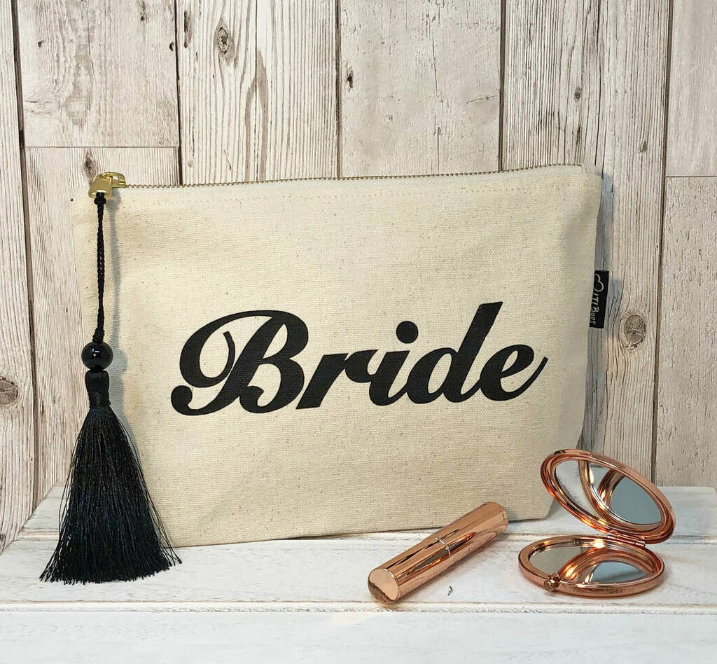 Bride Cosmetic Canvas Personalised Bag, 1 of 3