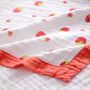 Strawberry Six Layer Muslin Baby Childrens Blanket, thumbnail 3 of 3