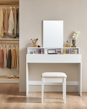 Dressing Table With Large Mirror Modern Style White, 4 of 12