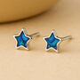 Sterling Silver Blue Paua Shell Star Mini Stud Earrings, thumbnail 1 of 6