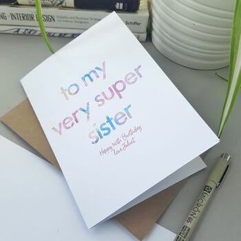 Very Super Sister | Personalised Birthday Card, 3 of 3