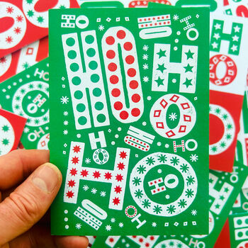 Ho Ho Ho Green Christmas Card, 3 of 6
