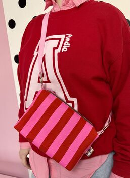 Boxy Pink And Red Stripey Crossbody Bag, 3 of 6