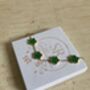 Old Plated Five Leaf Clover Charm Bracelet Gold Green, thumbnail 5 of 6