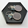 Pink Quartz Blue Topaz Cluster Earrings, thumbnail 2 of 6