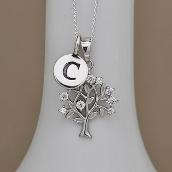 Personalised Sterling Silver Cz Tree Of Life Necklace, 2 of 5