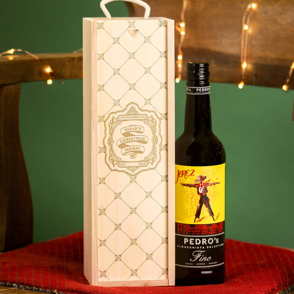 Personalised Wooden Boxed Sherry, 1 of 3