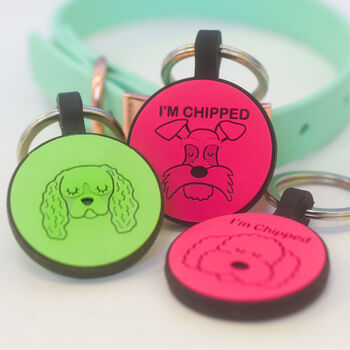 Silent Silicone Engraved Dog Name Tag Cartoon Personalised, 9 of 12